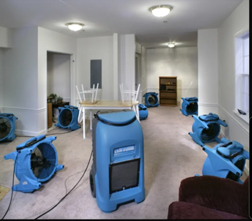 Air movers and dehumidifier setup for Water Extraction & Removal in Contra Costa Centre